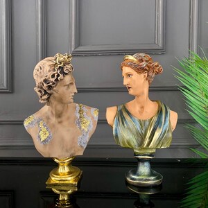 Greek Bust of Artemis  And Apollo Statue Large Greek Mythology Statue,Roman Bust Replica,Ancient Greek Mythology Art