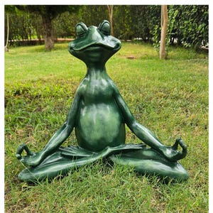 Large Meditating Green Frog Statue, Frog Garden Decoration,Yoga Gifts Frog,Zen Garden