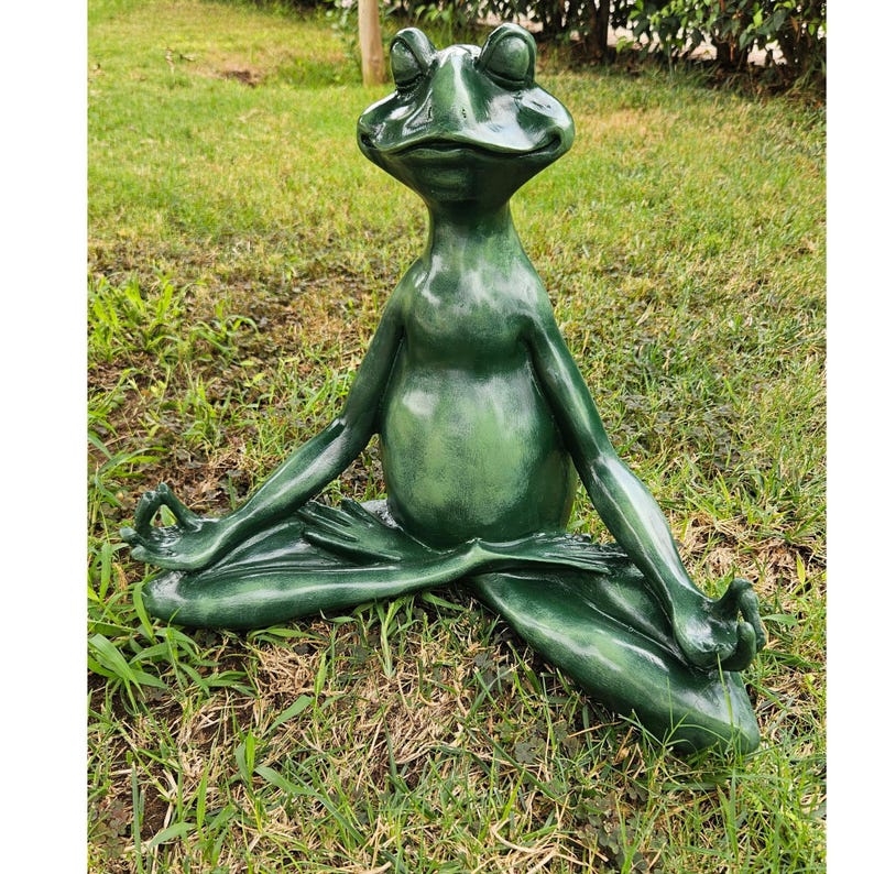 Large Meditating Frog Statue ,zen Garden Decor,yoga Frog Sculpture ...