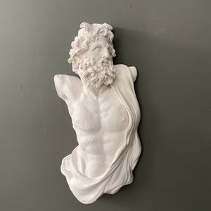 Escultura de Poseidón, arte mural, mitología griega, busto romano, escultura de busto, estatua de diosa, busto, figura histórica.