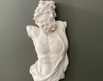 Escultura de pared de Poseidón, busto de la mitología griega, arte del dios Neptuno, decoración oceánica, estatua de la antigua Grecia, arte mural para el hogar.