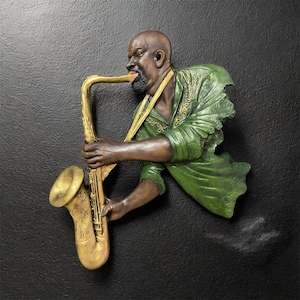 Musician Playing Saxophone Wall Sculpture,Abstract Wall Art,3d Art Sculpture,Hanging Sculpture,Wall Sculpture Art,Gift For Boyfriend