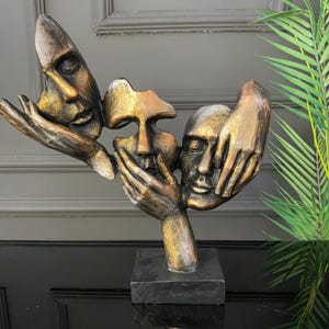 See No Evil, Hear No Evil, Speak No Evil Mask Sculpture,Bust Sculpture, Abstract Sculpture