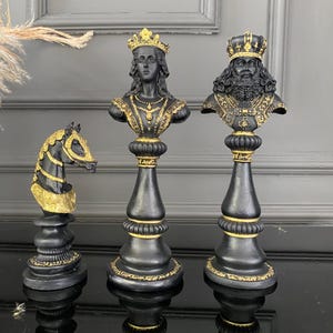 Große Schachfiguren Statue, Schachfiguren Schreibtisch Dekor, Schachset, Schreibtisch Dekor, Spielfiguren Regal Dekor, Königin Statue, König Statue, Nur Schachfiguren