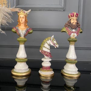 Große Schachfiguren Statue, Schachfiguren Schreibtisch Dekor, Schachset, Schreibtisch Dekor, Spielfiguren Regal Dekor, Königin Statue, König Statue, Nur Schachfiguren