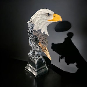 Abstract Bald Eagle Sculpture: Home Office Decor (13.3 inches)