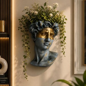 David Wall Hanging Planter Pot – Modern Indoor Outdoor Bust Sculpture Planter, Artistic Wall Decor,Modern Wall Hanging Planter Pot
