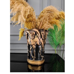 Large Horse Sculpture Vase,Horse Flower Vase, Abstract Horse Sculpture,Animal Vase,Equestrian Vase,Tabletop Horse Vase,Decorative Planter