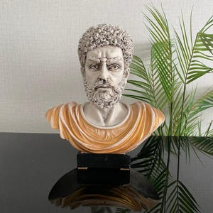 Julıus Caesar buste sculptuur, Griekse goden, oud-Grieks cadeau, hars kunst sculptuur, renaissance beeldhouwkunst, bureaubladdecoratie buste standbeeld