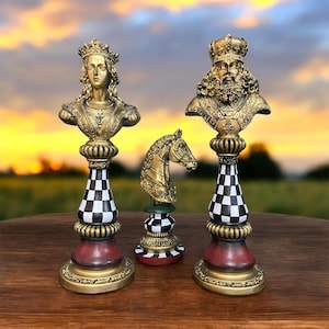 Große Schachfiguren Statue, Schachfiguren Schreibtisch Dekor, Schachset, Schreibtisch Dekor, Spielfiguren Regal Dekor, Königin Statue, König Statue, Nur Schachfiguren