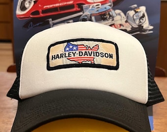 Vintage Motorsport Patch Harley Davidson Trucker Cap