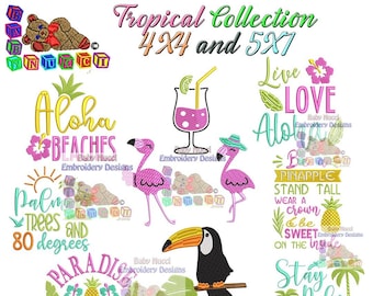 Tropical Machine Embroidery Design Collection 4X4 & 5X7