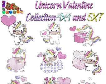 Unicorn Valentine Collection 4X4 and 5X7