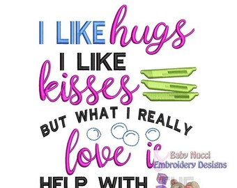 I Love hugs... Phrase Machine Embroidery Design 4X4 and 5X7