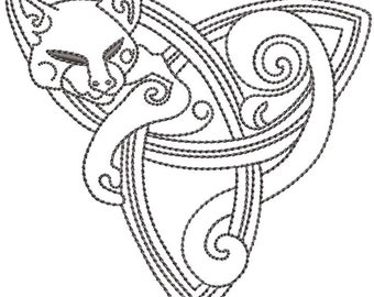 Celtic Cat 3X3, 4X4 and 5X7 Machine Embroidery Design