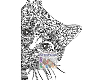 PEEK-CAT-BOO 5X7 Machine Embroidery Design- Both sides Left and right included