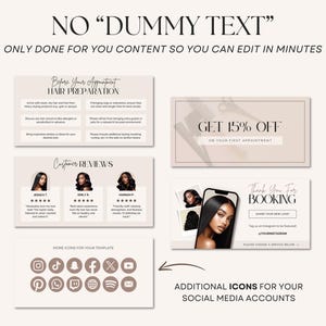 Editable Hairstylist Acuity Scheduling Template Booking Site on Canva in Light Beige Neutrals Branding