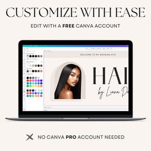 Editable Hairstylist Acuity Scheduling Template Booking Site on Canva in Light Beige Neutrals Branding