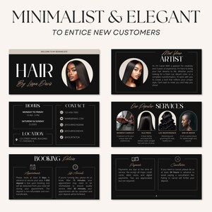 Editable Hairstylist Acuity Scheduling Booking Site Template on Canva in Black Palette