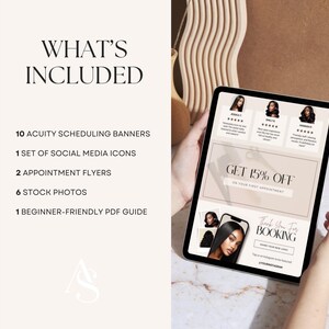 Editable Hairstylist Acuity Scheduling Template Booking Site on Canva in Light Beige Neutrals Branding