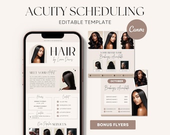 Hair Acuity Scheduling Template, DIY Hairstylist Acuity Scheduling Template Booking Site, Appointment Flyer, Hairstylist Website, Canva
