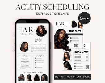 Acuity Scheduling Template, Hairstylist Acuity Scheduling Template, Light Gray Booking Site, Hairstylist Website,Luxury Brand Canva Template