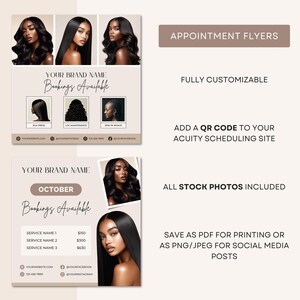 Editable Hairstylist Acuity Scheduling Template Booking Site on Canva in Light Beige Neutrals Branding