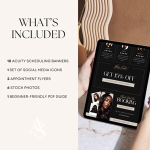 Editable Hairstylist Acuity Scheduling Template on Canva in Black Palette