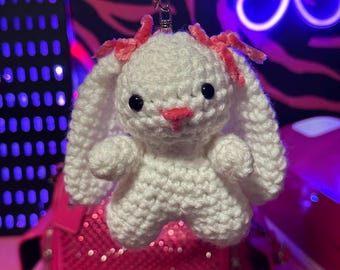 Peluche coniglietto all'uncinetto - Portachiavi coniglietto amigurumi fatto a mano