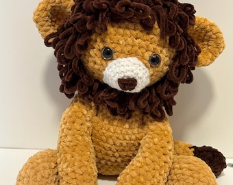Peluche amigurumi a forma di leone all'uncinetto / animale di peluche fatto a mano