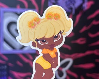 Adesivo bambola Sasha Baby Brat Y2K / Adesivo ragazza carina e impertinente / Arte estetica anni 2000 / Stile cartone animato retrò / Adesivo nostalgico per ragazze