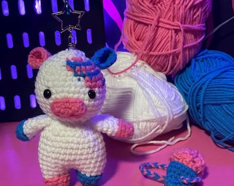 Peluche a forma di mucca di zucchero filato all'uncinetto / Peluche amigurumi