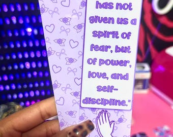 Segnalibro con versetto biblico 2 Timoteo 1:7 - Regalo ispiratore, basato sulla fede cristiana, lettura, segnalibro carino, regalo per lettori