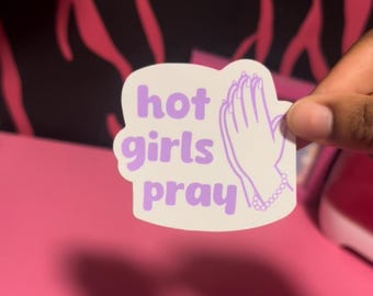 Pegatina de chicas atractivas rezando: calcomanía cristiana, regalo inspirador