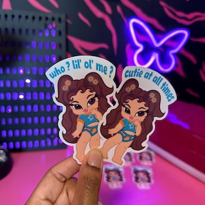 Y2K Brat Baby Doll Sticker | Cute Sassy Girl Sticker | 2000s Aesthetic Art | Retro Cartoon Style | Nostalgic Girly Sticker Brat
