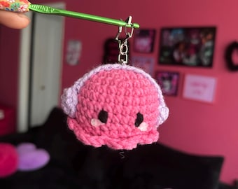 Portachiavi a forma di polpo all'uncinetto con paraorecchie / Peluche amigurumi / Portachiavi per borsa / Portachiavi a forma di polpo