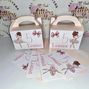 Personalized Ballerina Party Supplies Set - Name & Age - Cups, Plates, Straws, party Boxes | Pink Ballet Birthday Decor for Girls