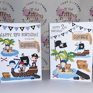 Personalised Pirate Birthday Card for Kids – A4 & A5 Sizes – Pirate Party Theme – Custom Name and Age
