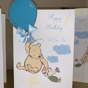 Winnie the Pooh Birthday Card – Custom Name & Age – personalised Winnie the Pooh birthday card- Classic Pooh Bear Theme for Kids- kids cards