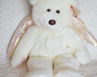 Vintage Halo Beanie Buddy: Angel Bear Plush with Wings