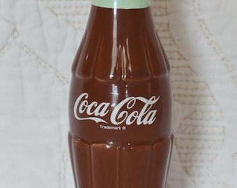 Vintage 1995 Coca-Cola Ceramic Bottle Decoration: Brown & Mint Green