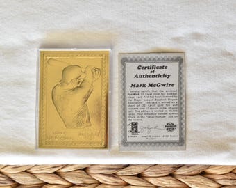 Tarjeta de jugador de béisbol vintage Mark McGwire ProMint con lámina de oro de 22 quilates