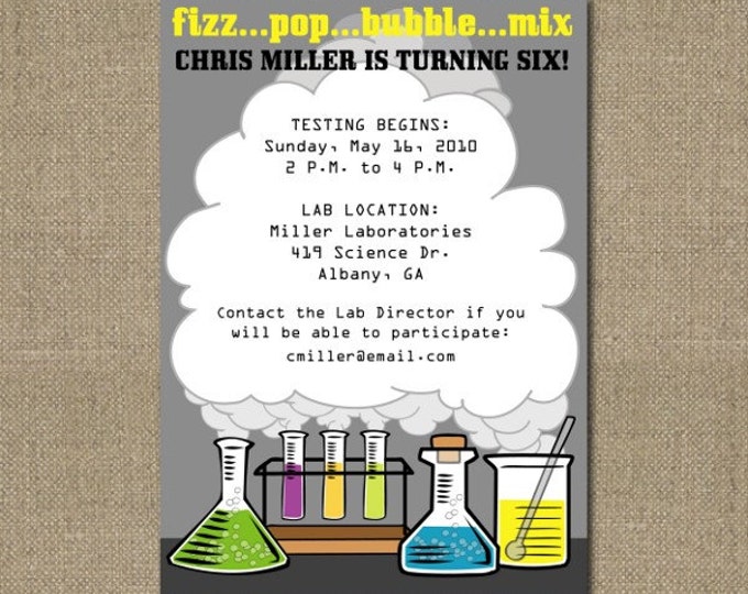 PRINTABLE SCIENCE Themed Birthday Party Invitation - Etsy