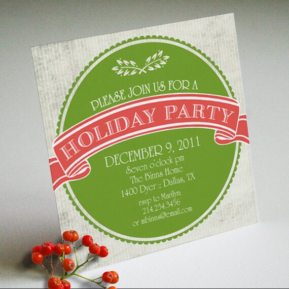 Items similar to PRINTABLE Holiday or Christmas Party Invitation or