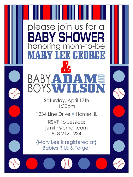 Items similar to PRINTABLE baseball-themed baby shower invitation on Etsy
