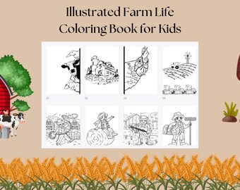 Farm Animals Coloring Book for Kids Ages 3-8 | Printable Farm Activity Book | Preschool Learning Pages PDF