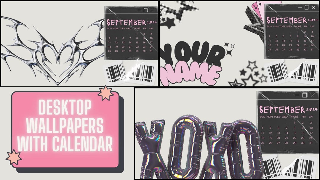 3 Computer Background Set of 3 Desktop Wallpapers With Calendar september 2024-2025 - Etsy