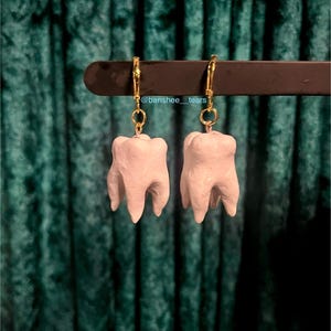 Teeth earrings tooth jewellery creepy cute gothic pendant