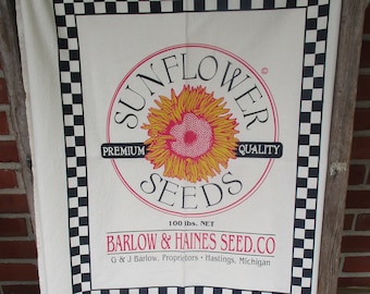 Fabric, sunflower fabric, 40" T x 58" wide, feed sack fabric, seed sack, flour sack fabric, curtain fabric, country decor, sunflower decor