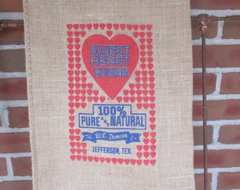Sweet Heart Sugar Burlap Bag: Farmhouse Decor (13 x 25)